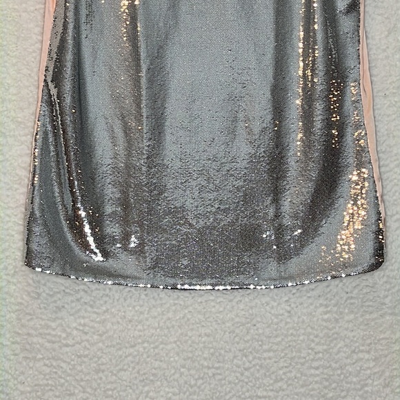 NWOT  Diane von Furstenberg Womens Sparkle Silver Top Blouse Shirt S SMALL - Picture 3 of 7